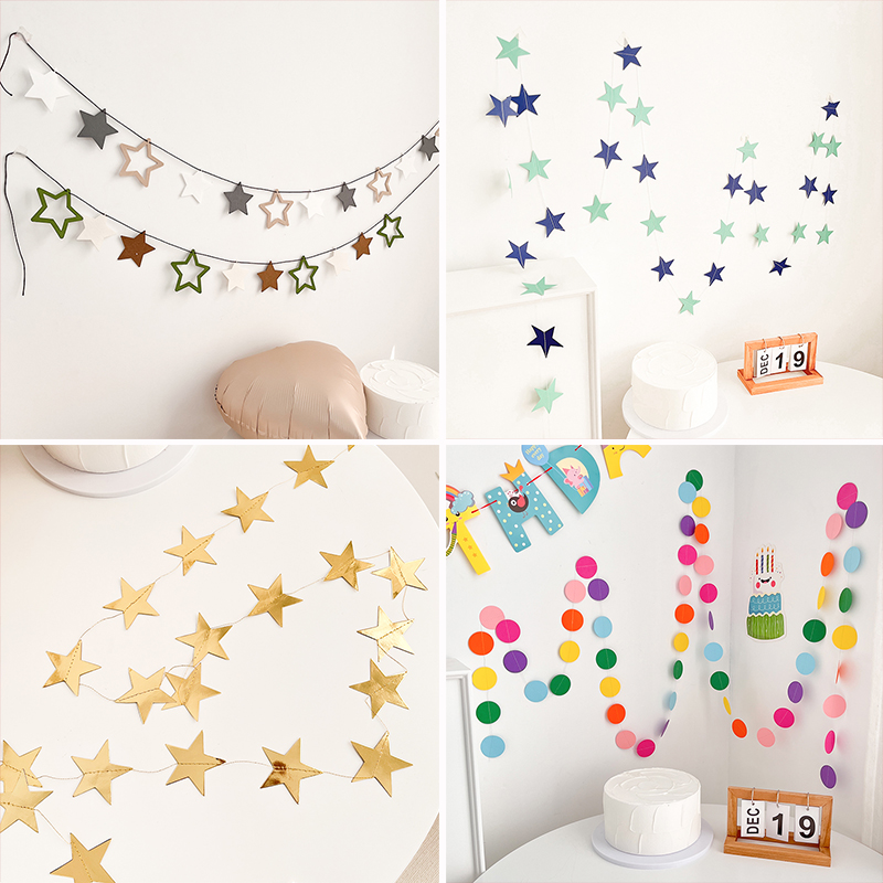 生日派对网红ins五角星挂旗拉花拉旗彩旗店铺结婚婚房布置装饰品