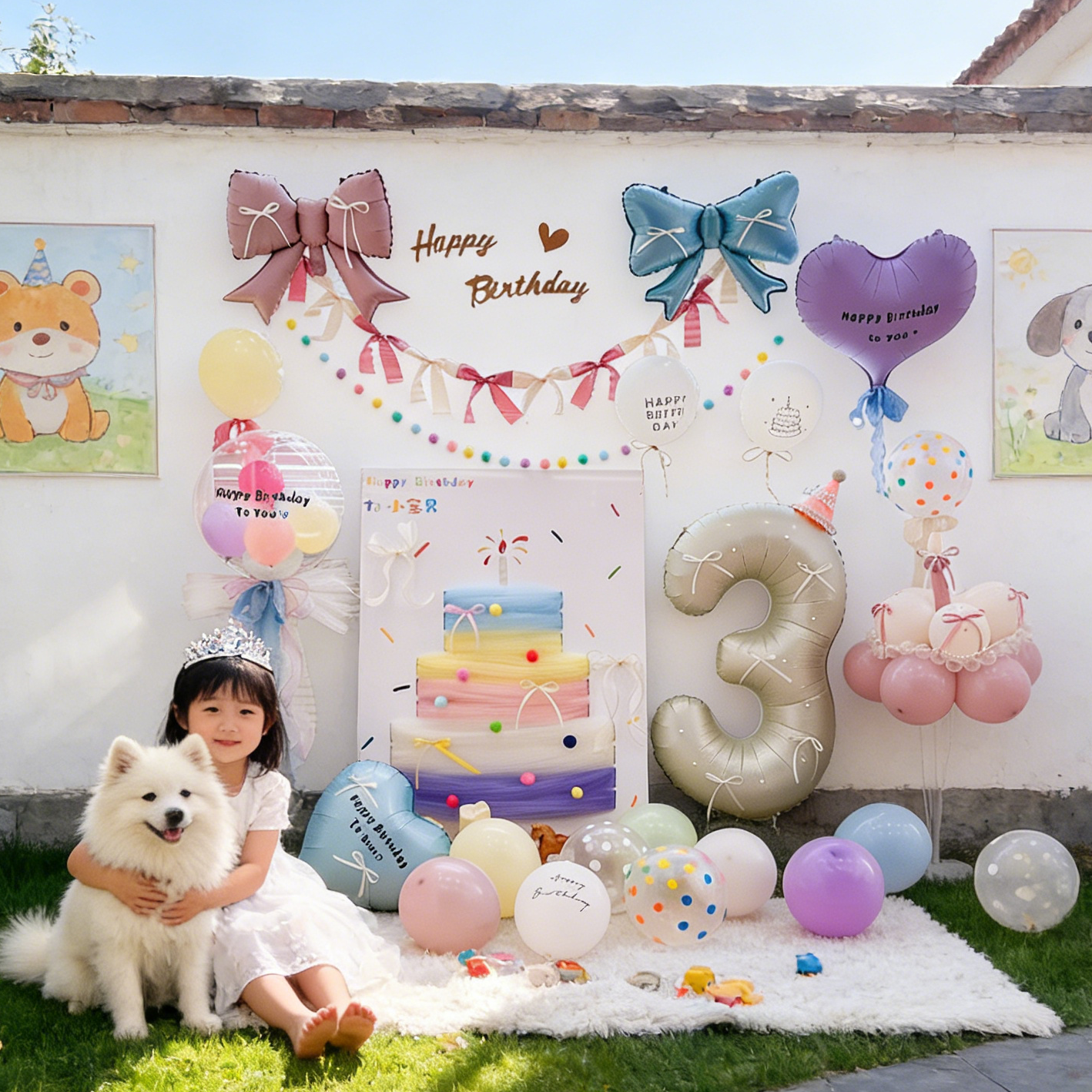 网红宝宝男女童彩色生日派对场景布置装饰农村小院3岁高级氛围感,节庆用品/礼品,气球,淘宝优惠券,粉丝福利购,淘宝优惠卷
