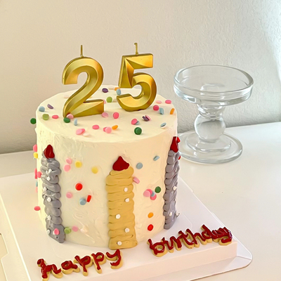 网红高级感金色数字蜡烛生日蛋糕装饰插件儿童派对甜品台布置场景