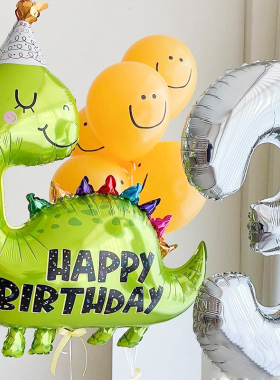 卡通ins风绿色恐龙铝膜气球拍照装饰生日周岁景布置儿童用品汽球