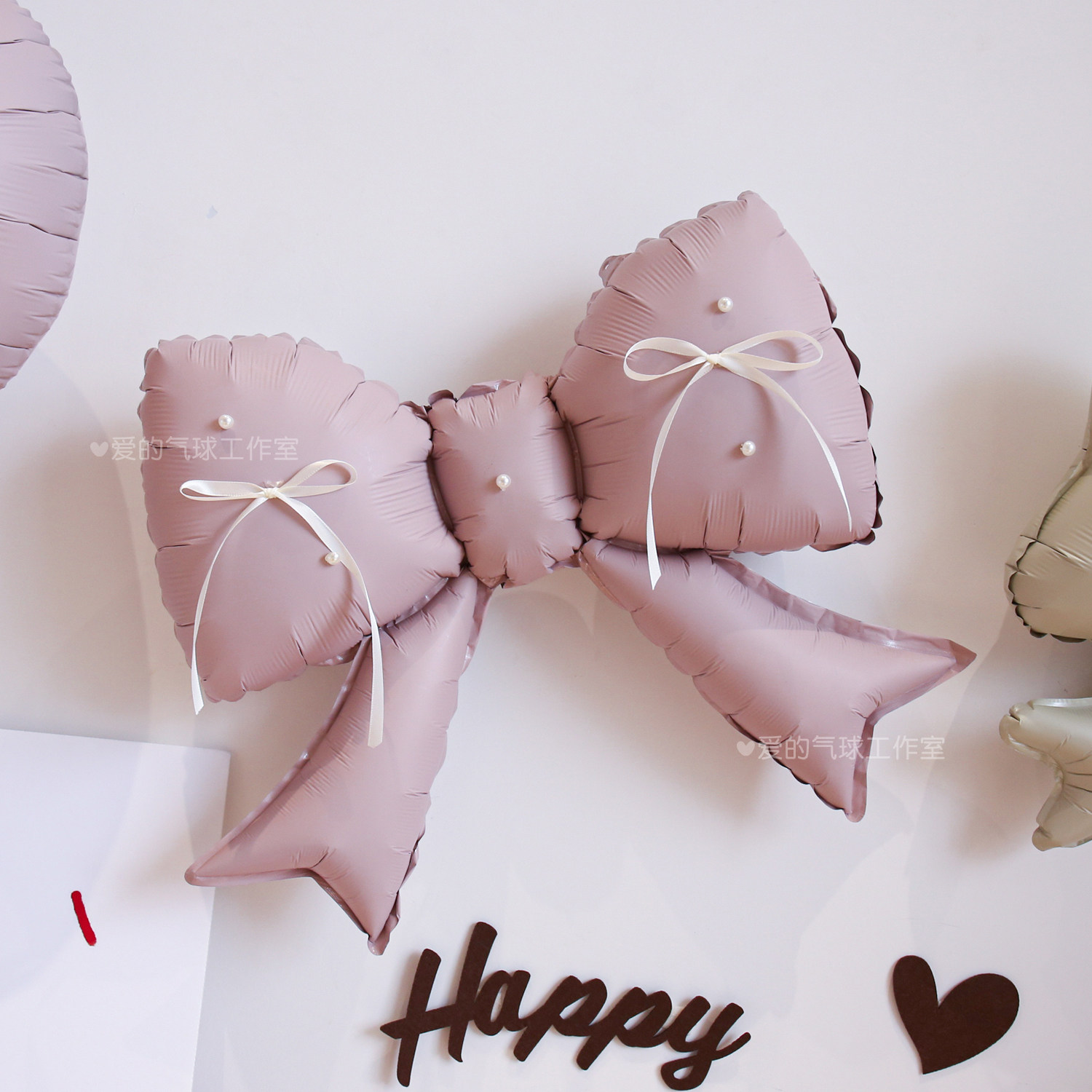小红书百搭ins蝴蝶结铝膜气球拍照道具女孩生日派队场景装饰道具