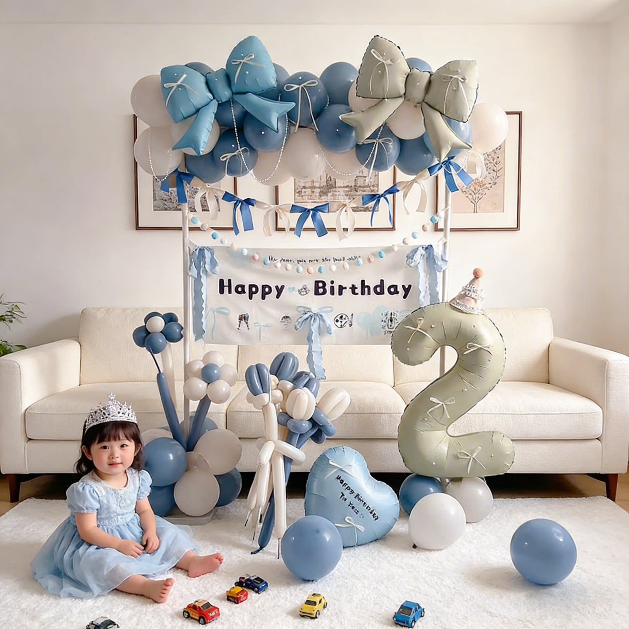 拱门生日派对气球套装儿童男女孩宝宝5周岁装饰客厅室内布置庆祝