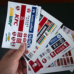 1/64微缩模型招牌场景灯箱贴复古日系微景观迷你海报店铺娃屋装饰