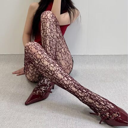 春夏纹理感不规则渔网袜性感辣妹复古镂空破洞蜘蛛网打底连裤袜