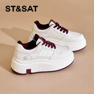 星期六小白鞋女款2025新款女鞋秋季休闲板鞋增高厚底爆款百搭鞋子