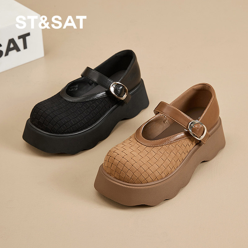 星期六复古厚底玛丽珍鞋女春季