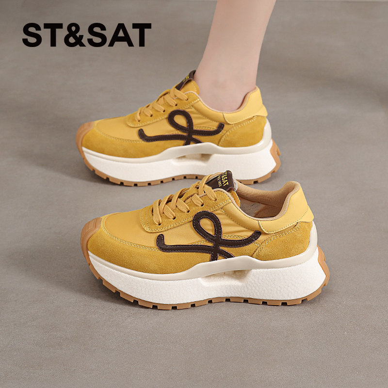 星期六厚底鞋子女款百搭新款运动休闲鞋子爆款松糕老爹鞋夏季透气