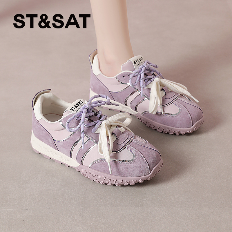 星期六紫色德训鞋厚底芭蕾风