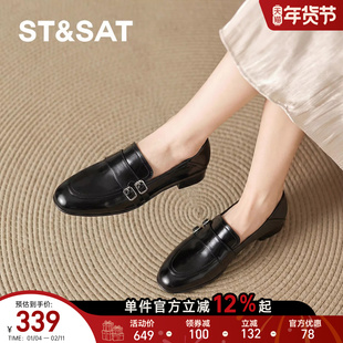星期六英伦风乐福鞋女款新款春季黑色低跟通勤复古小皮鞋女鞋子秋
