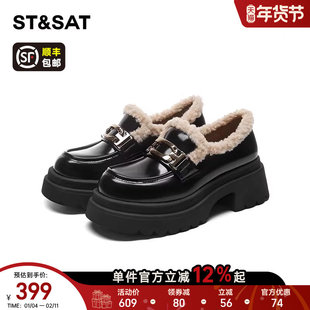 星期六小皮鞋女英伦风秋冬新款黑色乐福鞋粗跟日系jk制服单鞋