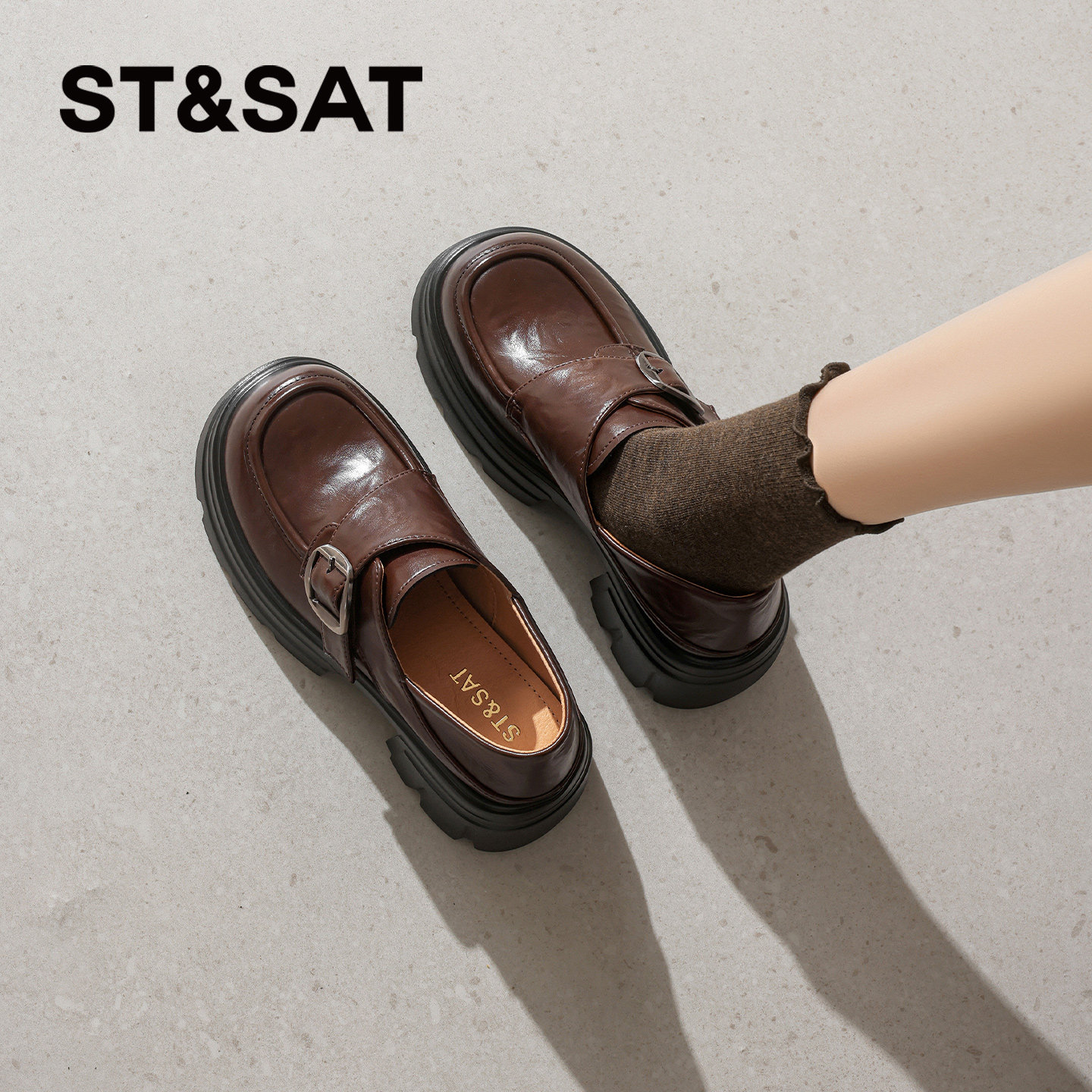 星期六厚底乐福鞋女款2026新款夏轻便休闲小皮鞋厚底轻薄运动女鞋