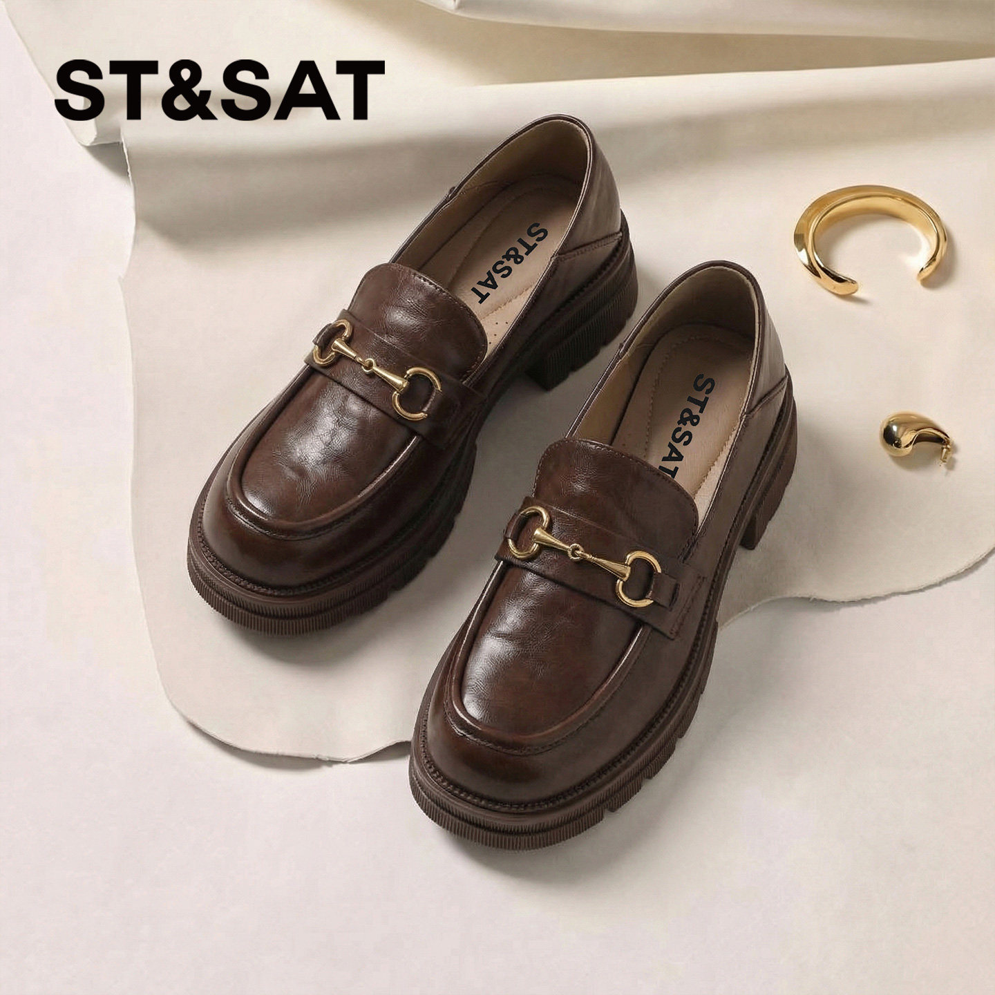 星期六厚底乐福鞋女款2026新款春季双扣英伦风复古百搭时尚小皮鞋