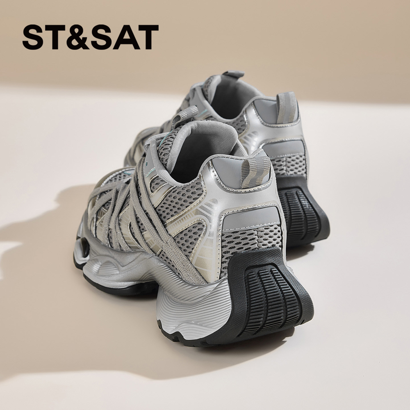 星期六银色老爹鞋女26春季新款超火增高厚底百搭户外休闲运动鞋子