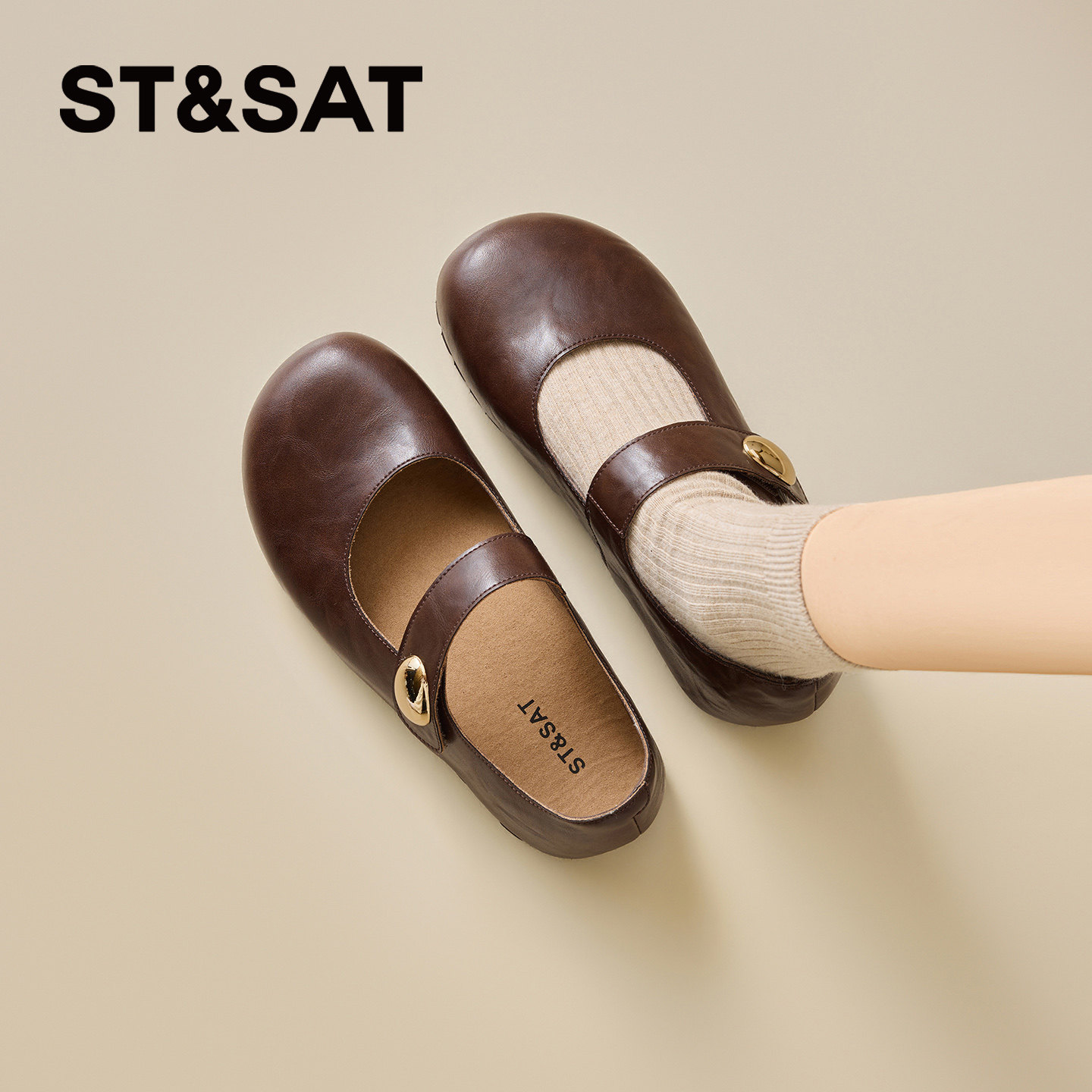 星期六勃肯玛丽珍鞋女款2026新款一字扣带平底凉鞋气质休闲小皮鞋