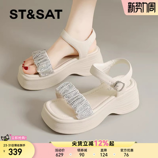 女夏季 凉鞋 新款 休闲软底坡跟罗马百搭爆款 外穿时尚 星期六厚底凉鞋