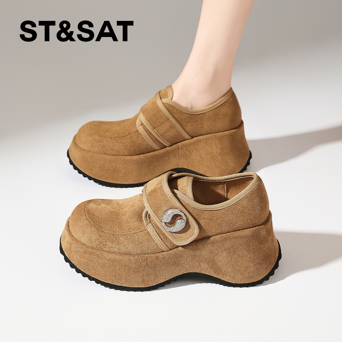 星期六厚底配裙子勃肯鞋女款新款春季复古休闲单鞋松糕乐福鞋