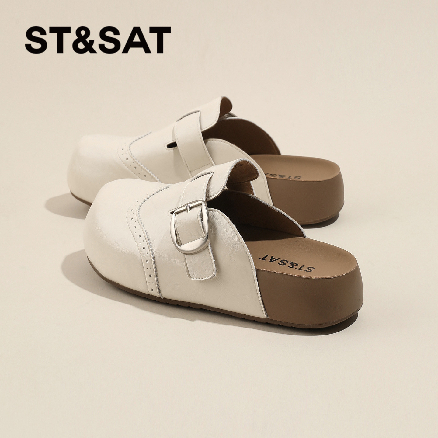 星期六厚底勃肯鞋半拖女外穿夏季2026新款一脚蹬厨师鞋包头凉拖鞋