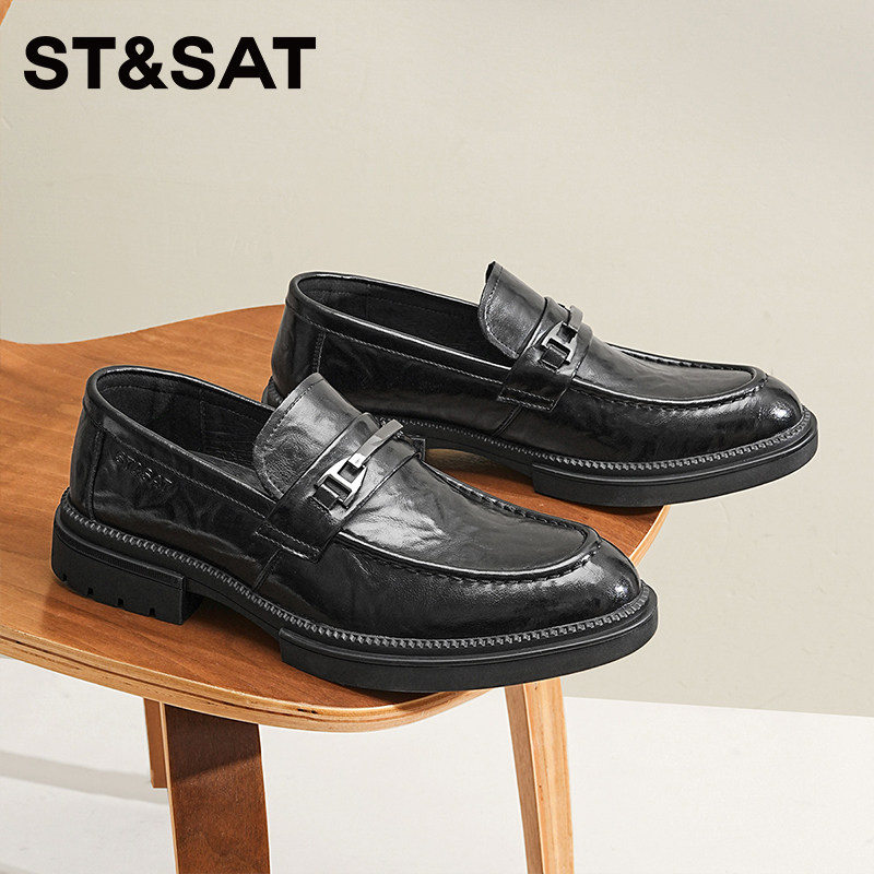星期六男鞋2025新款春季商务休闲皮鞋男士一脚蹬乐福鞋英伦风单鞋