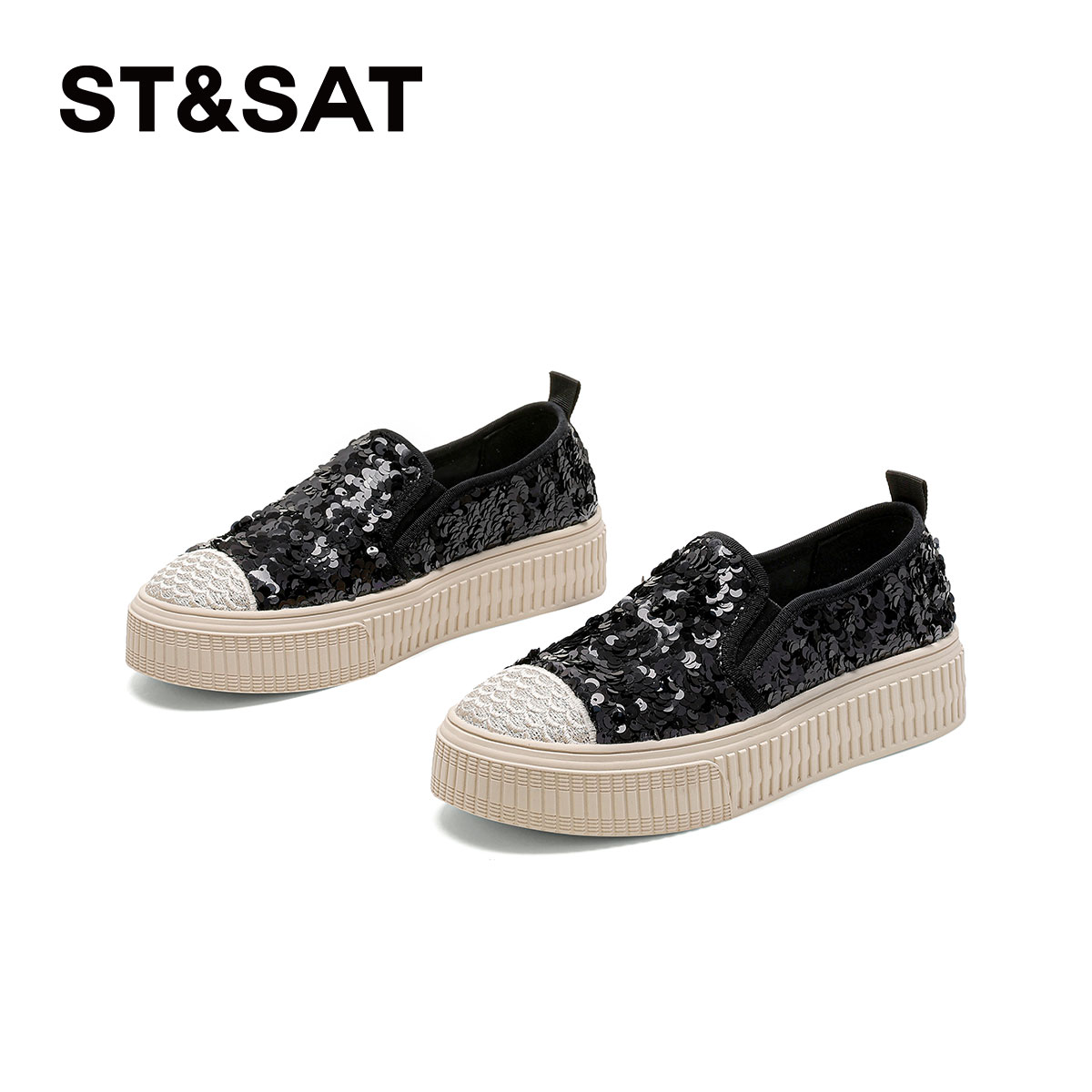 星期六亮片帆布鞋女鞋渔夫鞋