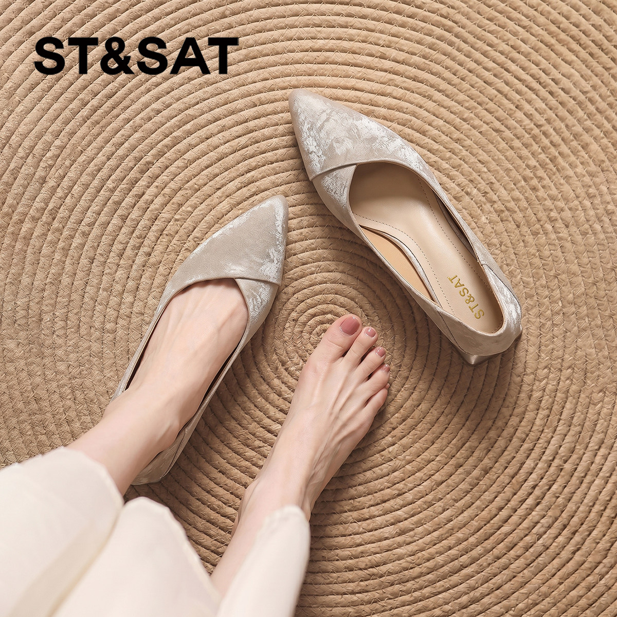 星期六尖头单鞋女款2026新款春夏季法式配裙子玛丽珍小皮鞋高跟鞋