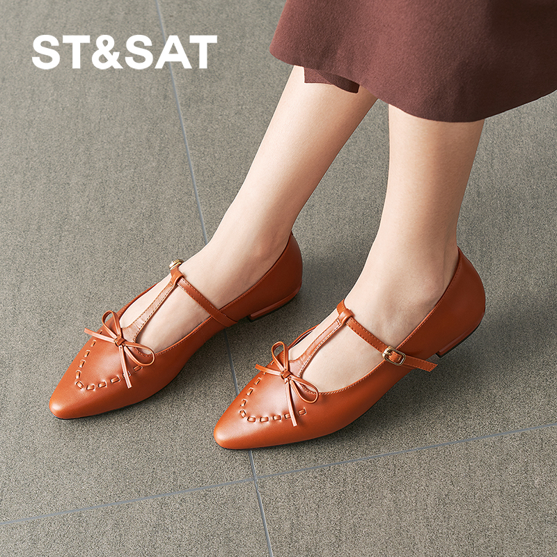 星期六2025春季新款休闲通勤圆头低跟蝴蝶结玛丽珍女鞋SSD1111243