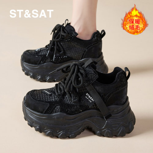 星期六加绒老爹鞋女冬季加绒棉鞋