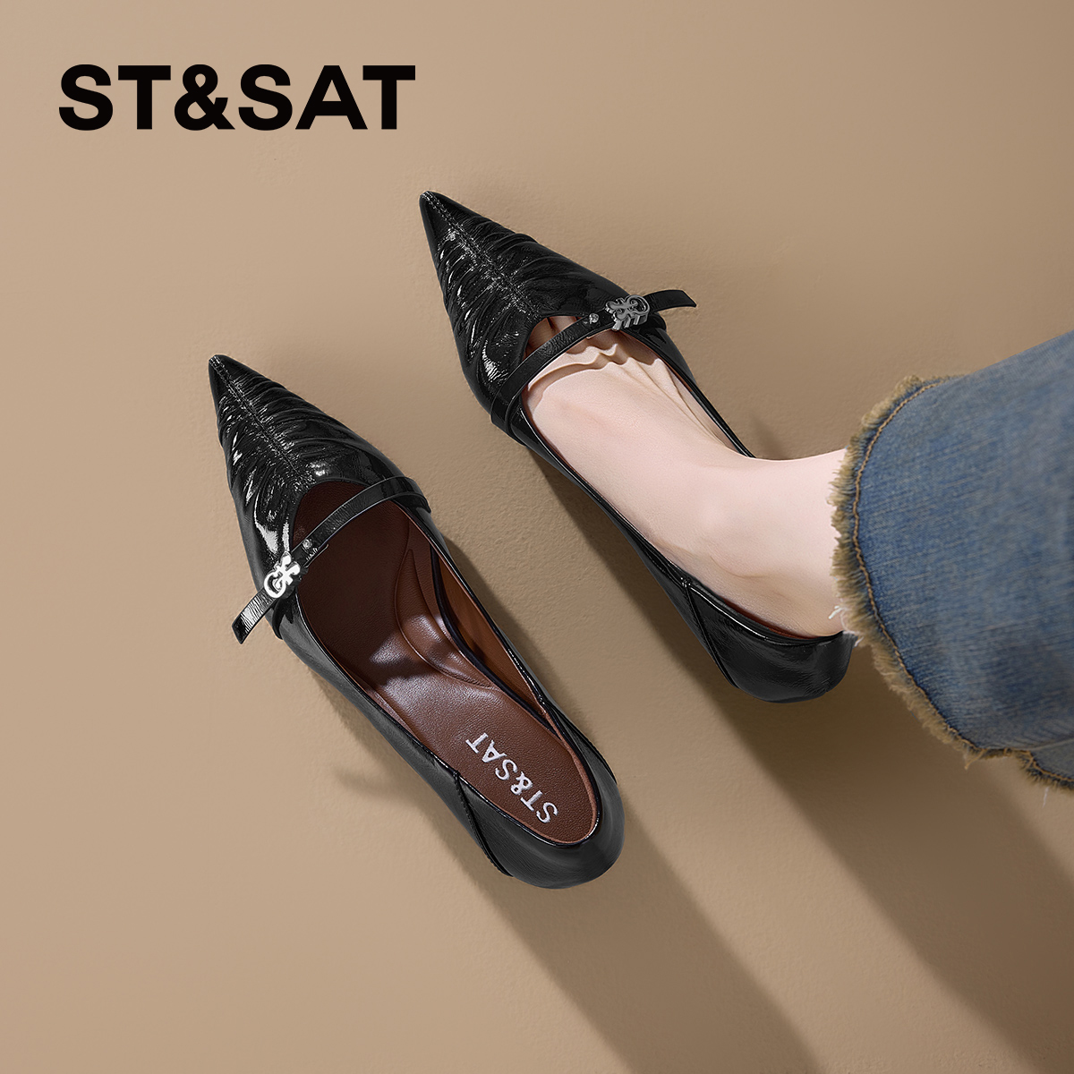 星期六尖头高跟鞋2025新款羊皮女鞋配裙子气质高级不累脚浅口单鞋