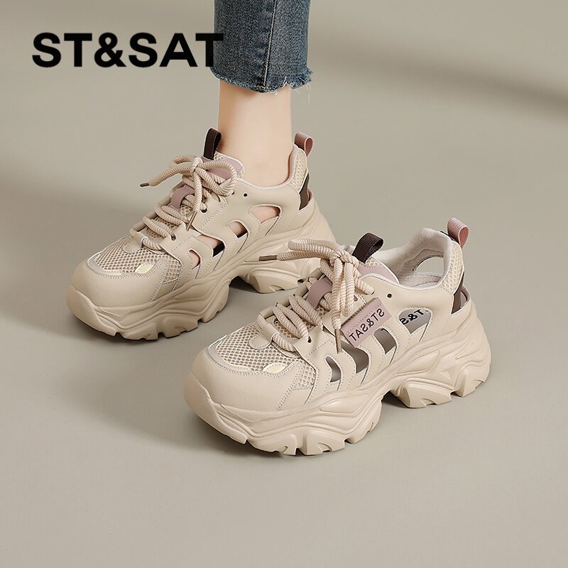 星期六包头运动凉鞋女2026夏季新款溯溪厚底洞洞鞋镂空透气老爹鞋