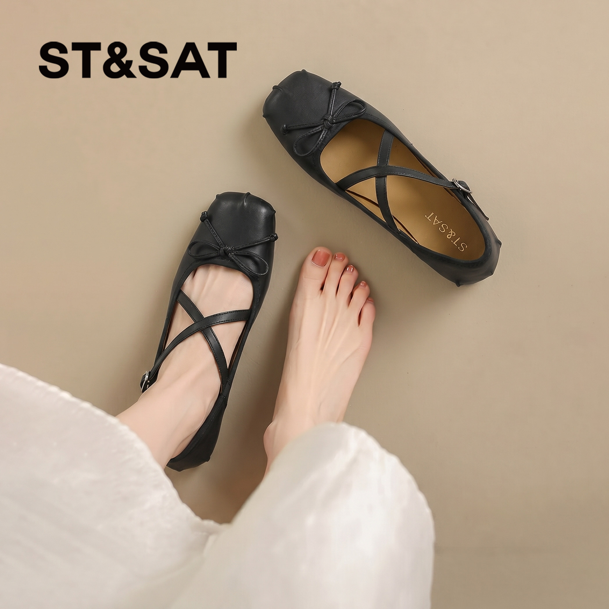 星期六夏季新款蝴蝶结玛丽珍鞋