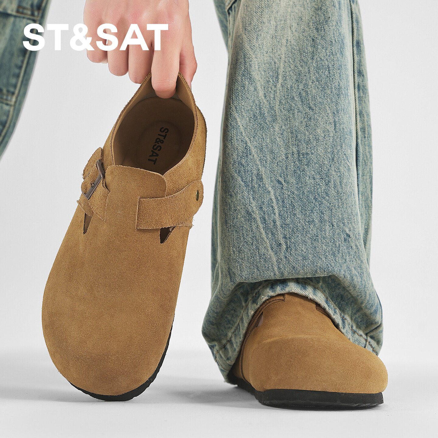 星期六全包软底小土豆勃肯鞋男大头通勤休闲鞋老钱风一脚蹬懒人鞋