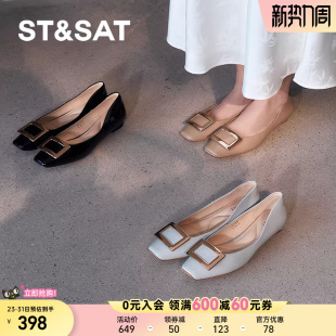 平底方头休闲优雅女鞋 星期六浅口单鞋 时尚 新款 SSD3111020 2025秋季