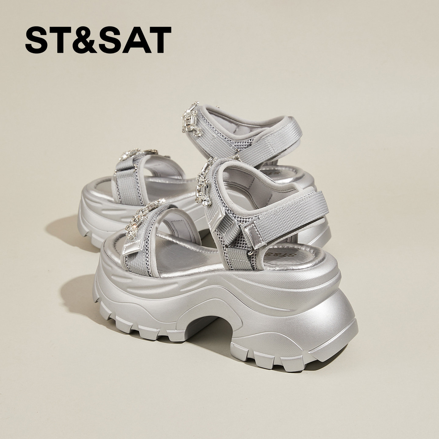 星期六夏季软底高跟时装凉鞋女新款厚底轻便坡跟运动罗马凉鞋