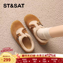 星期六舒适加绒豆豆鞋真皮勃肯鞋女鞋2025冬季新款保暖毛毛鞋单鞋