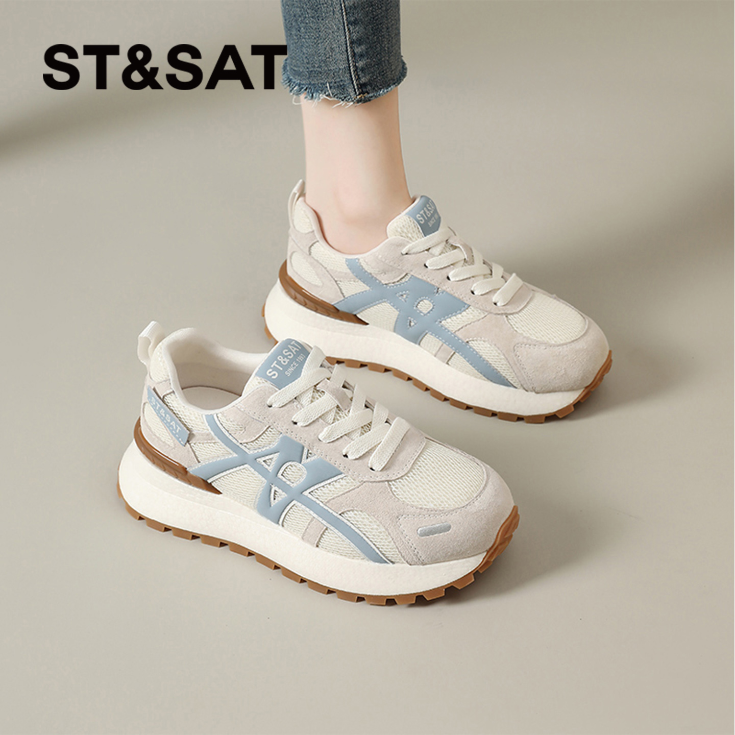 星期六官方正品女鞋德训阿甘鞋