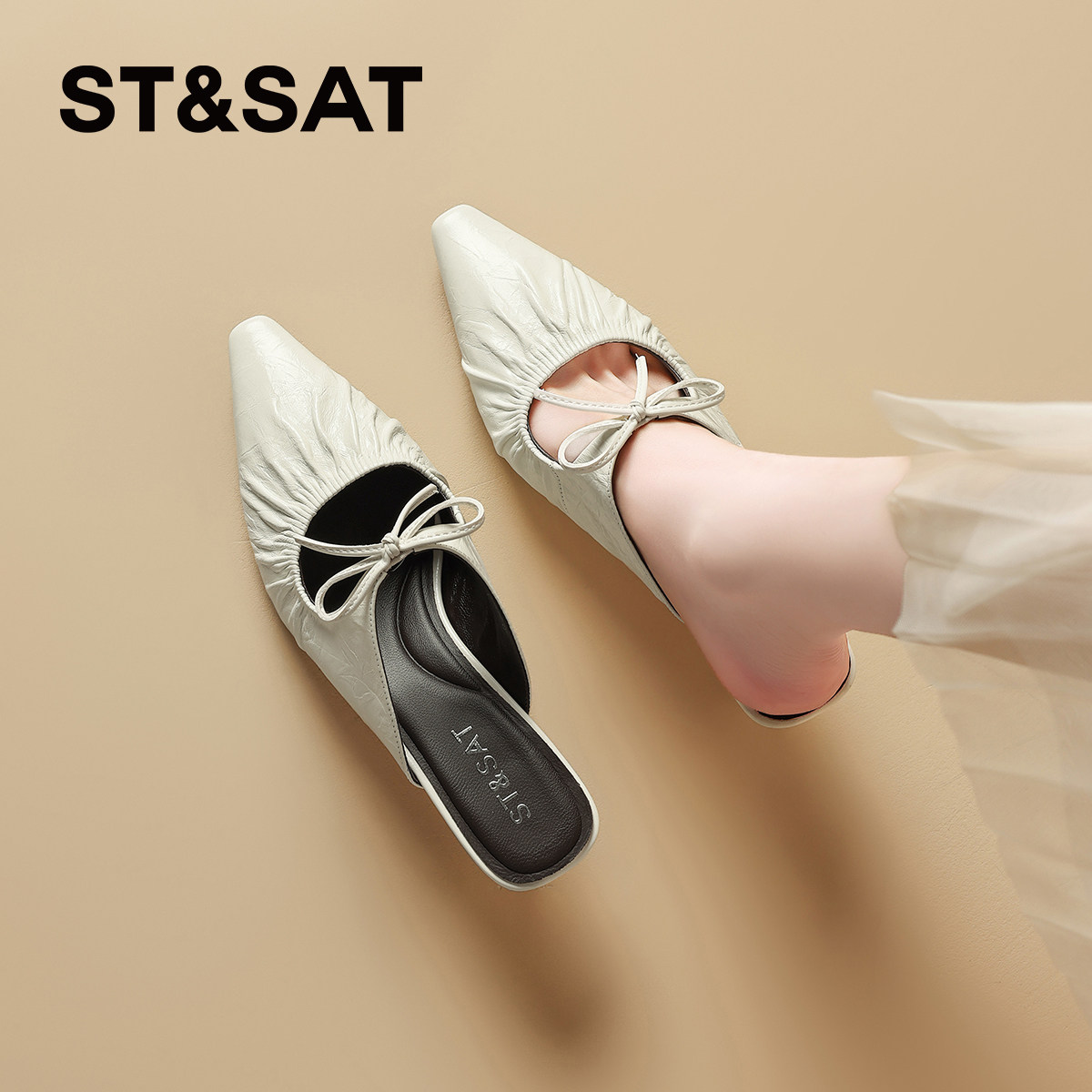 星期六法式高跟鞋女鞋2026夏季新款气质高级不累脚穆勒鞋凉鞋