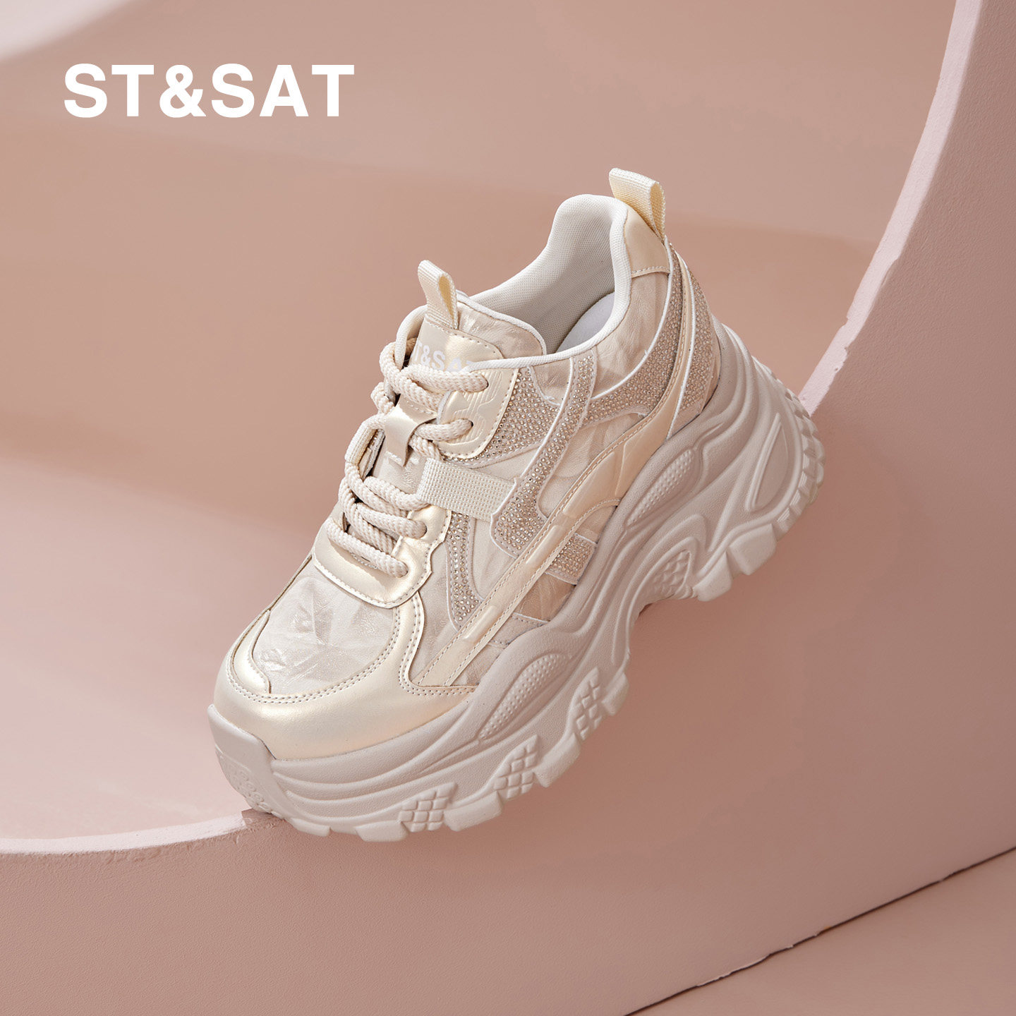 星期六老爹鞋女2026新款春夏厚底内增高小个子甜美百搭休闲运动鞋