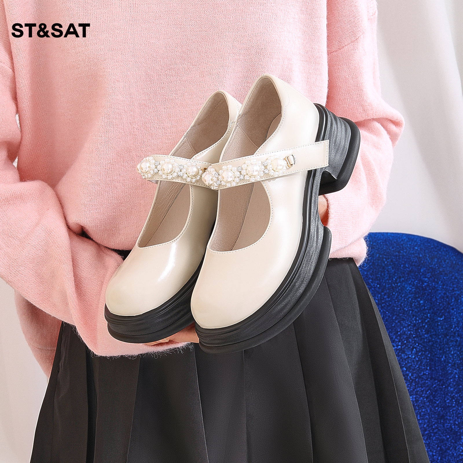 星期六赫本风玛丽珍单鞋春秋新女鞋复古厚底小皮鞋SS31111026