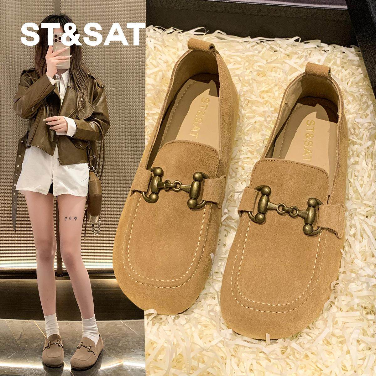 星期六气质磨砂一脚蹬乐福鞋豆豆鞋女2024秋冬新款平底舒适勃肯鞋,女鞋,乐福鞋（豆豆鞋）,淘宝优惠券,粉丝福利购,淘宝优惠卷