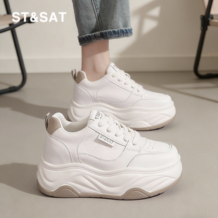 星期六厚底小白鞋子女鞋春季新款爆款女士小个子增高防滑运动板鞋