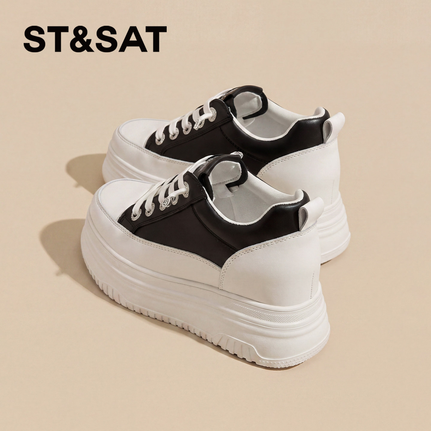 星期六秋季女厚底增高休闲板鞋