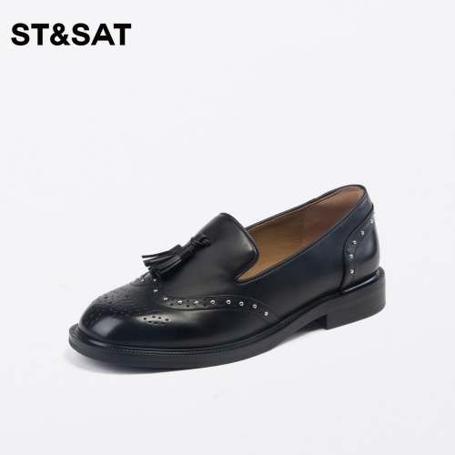 星期六通勤单鞋乐福鞋春季新品布洛克女鞋小皮鞋SS4111110A