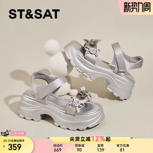 百搭配裙子坡跟休闲凉鞋 星期六厚底高跟沙滩凉鞋 女夏外穿新款