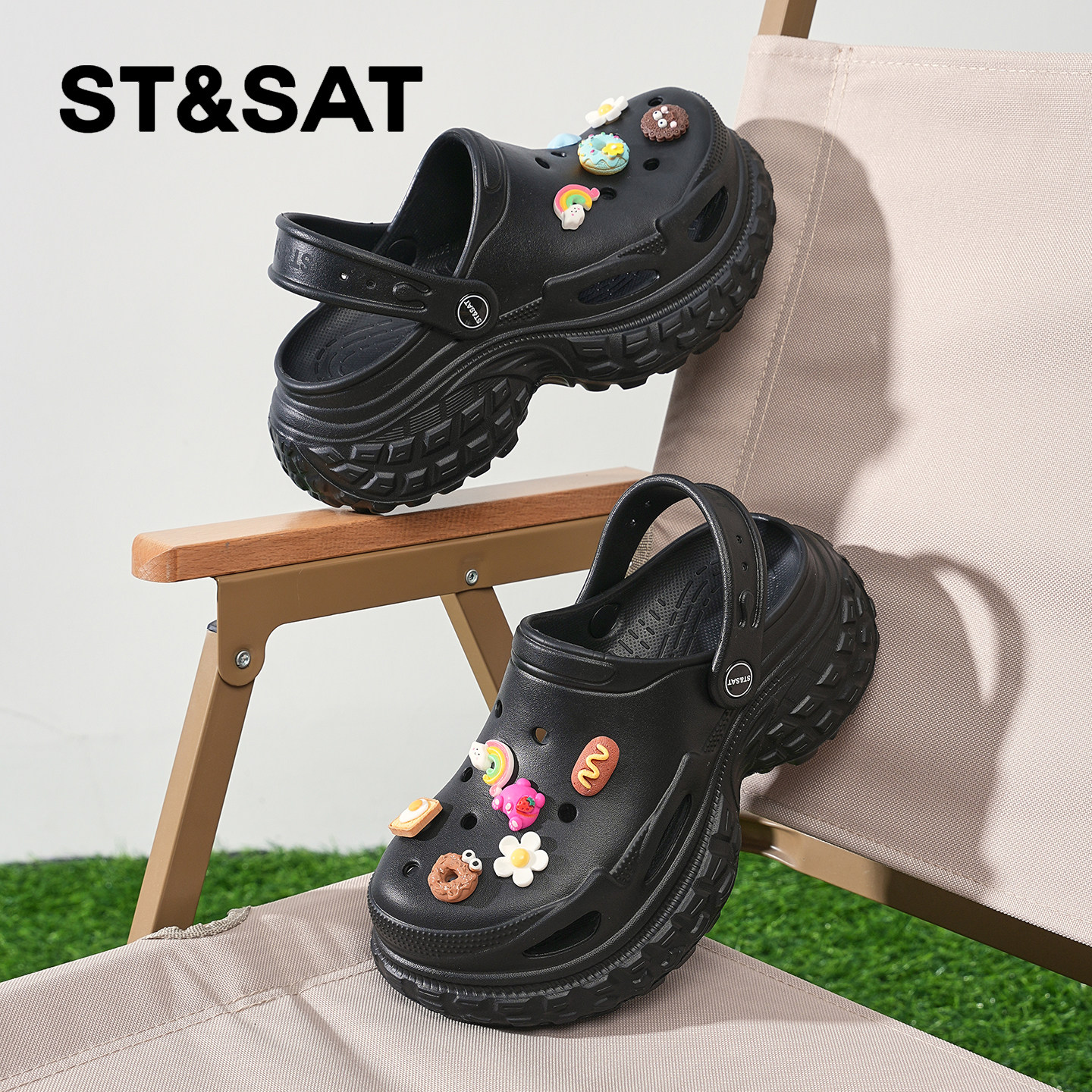 星期六软底EVA厚底洞洞鞋女款2026夏季新款户外增高凉鞋沙滩鞋子