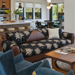 黑金轻奢风高档耐脏沙发垫四季通用加厚坐垫客厅防滑沙发巾套罩盖