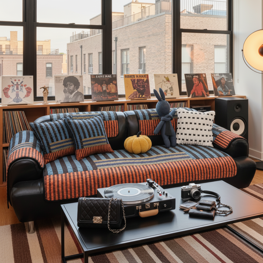 北欧现代时尚条纹沙发垫四季通用亲肤坐垫客厅防滑轻奢沙发巾套罩,居家布艺,沙发垫,淘宝优惠券,粉丝福利购,淘宝优惠卷