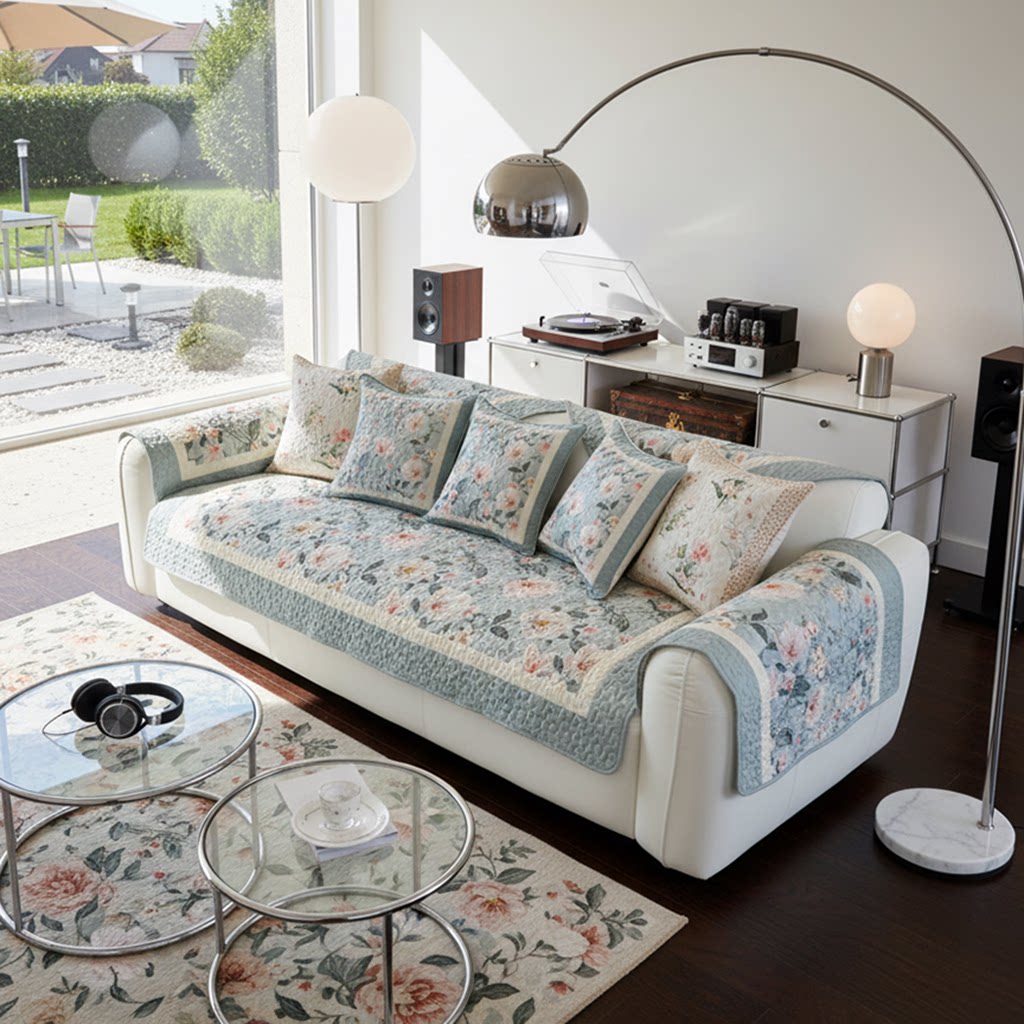 加厚布艺四季通用沙发垫美式田园花卉清新艺术坐垫防滑沙发巾套罩