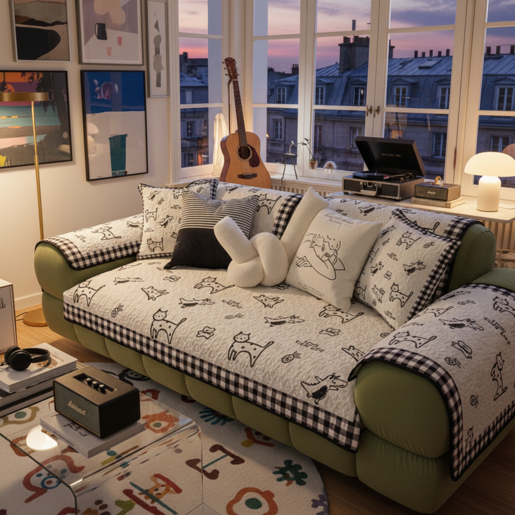 莫耐河毛绒卡通现代沙发垫