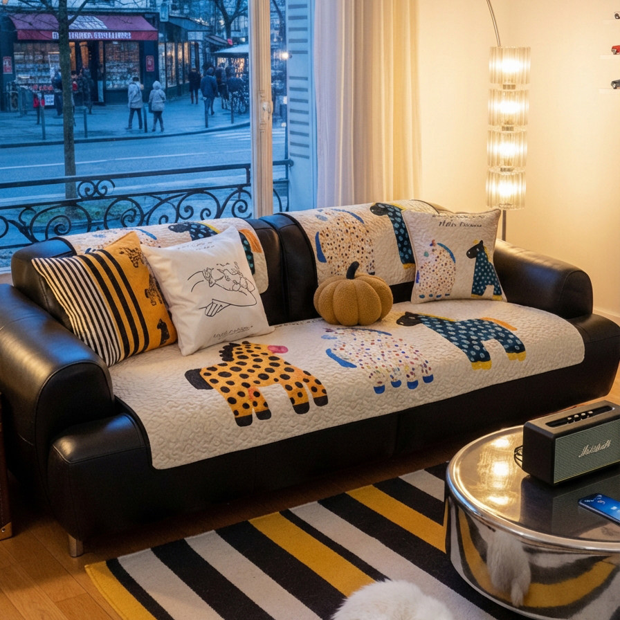 北欧时尚卡通小马沙发垫秋冬毛绒加厚简约坐垫客厅防滑沙发巾套罩,居家布艺,沙发垫,淘宝优惠券,粉丝福利购,淘宝优惠卷