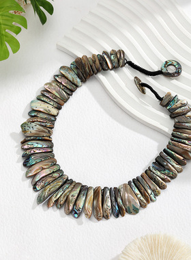 欧美跨境高档天然鲍鱼贝手工项链夏威夷海滩度假锁骨链