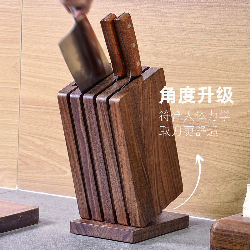 三思工房黑胡桃木可拆洗刀架图片